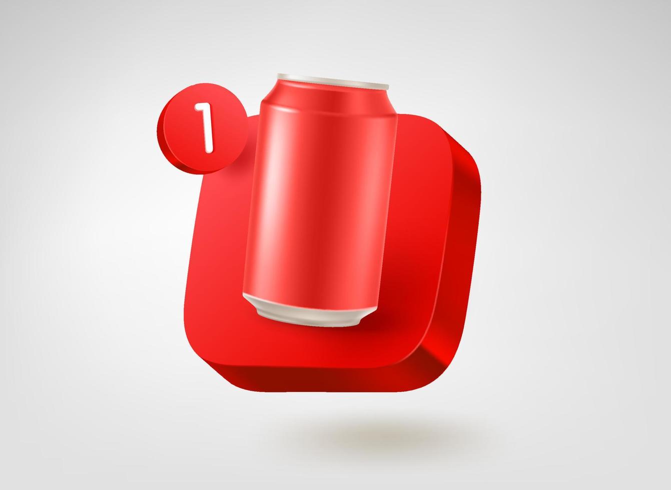 lata de metal vermelha no botão vermelho. ícone de aplicativo móvel de vetor 3D