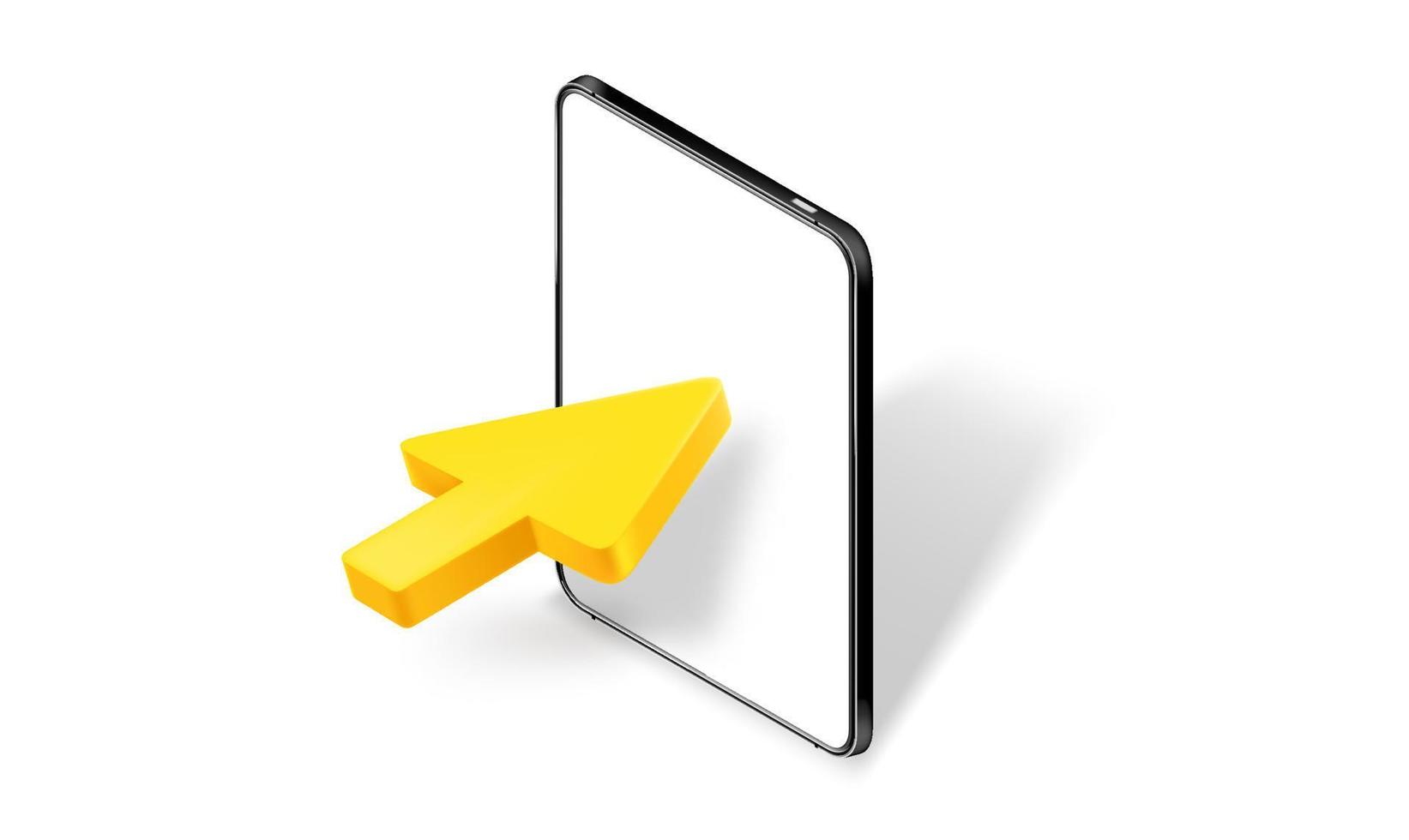 pressionando uma tela do tablet moderno. ícone de vetor 3D