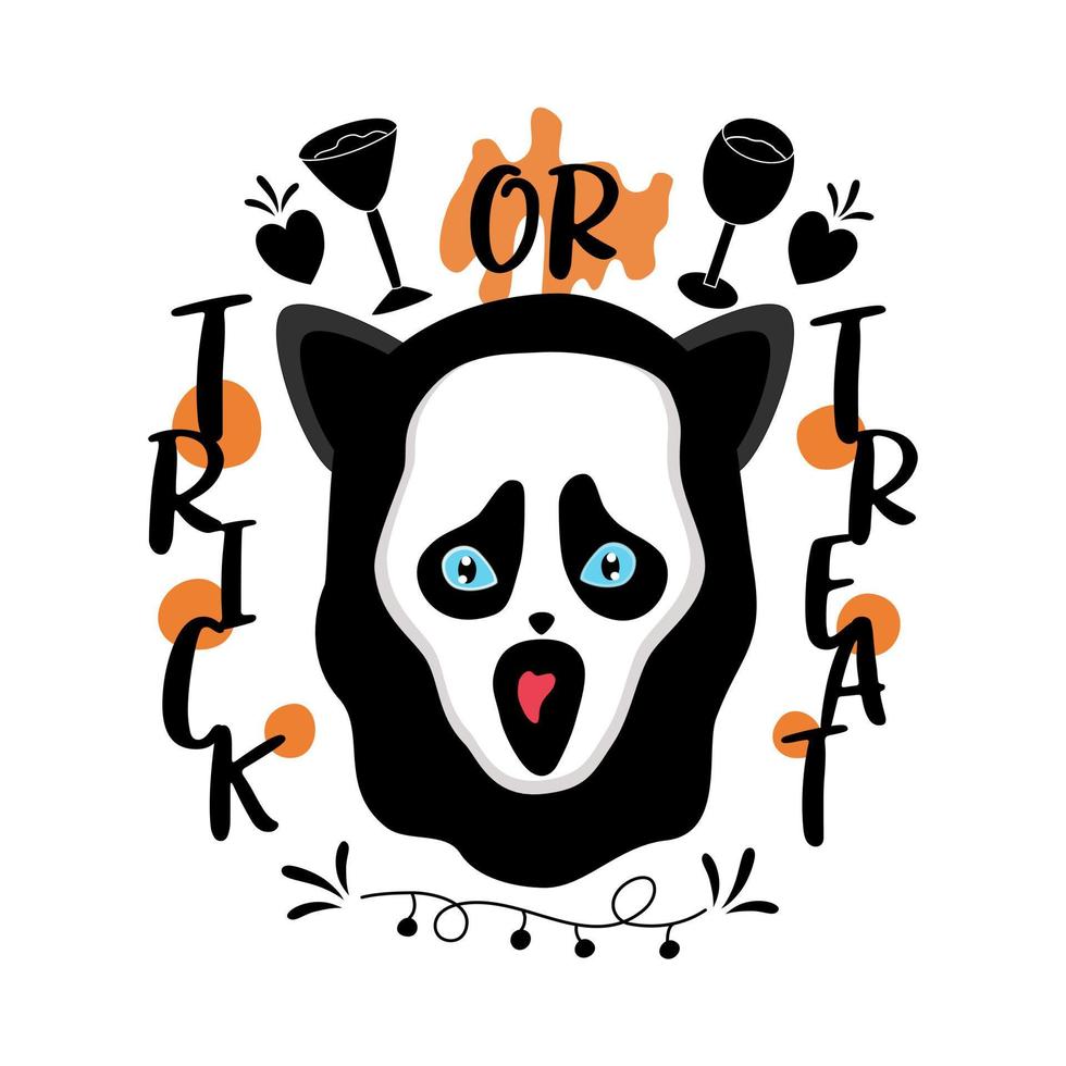 citações de halloween projetadas em estilo doodle em tons de preto e laranja em fundo branco para decorações temáticas de halloween, designs de camisetas, designs de bolsas, canecas, padrões de tecido, designs de camisetas, cartões vetor