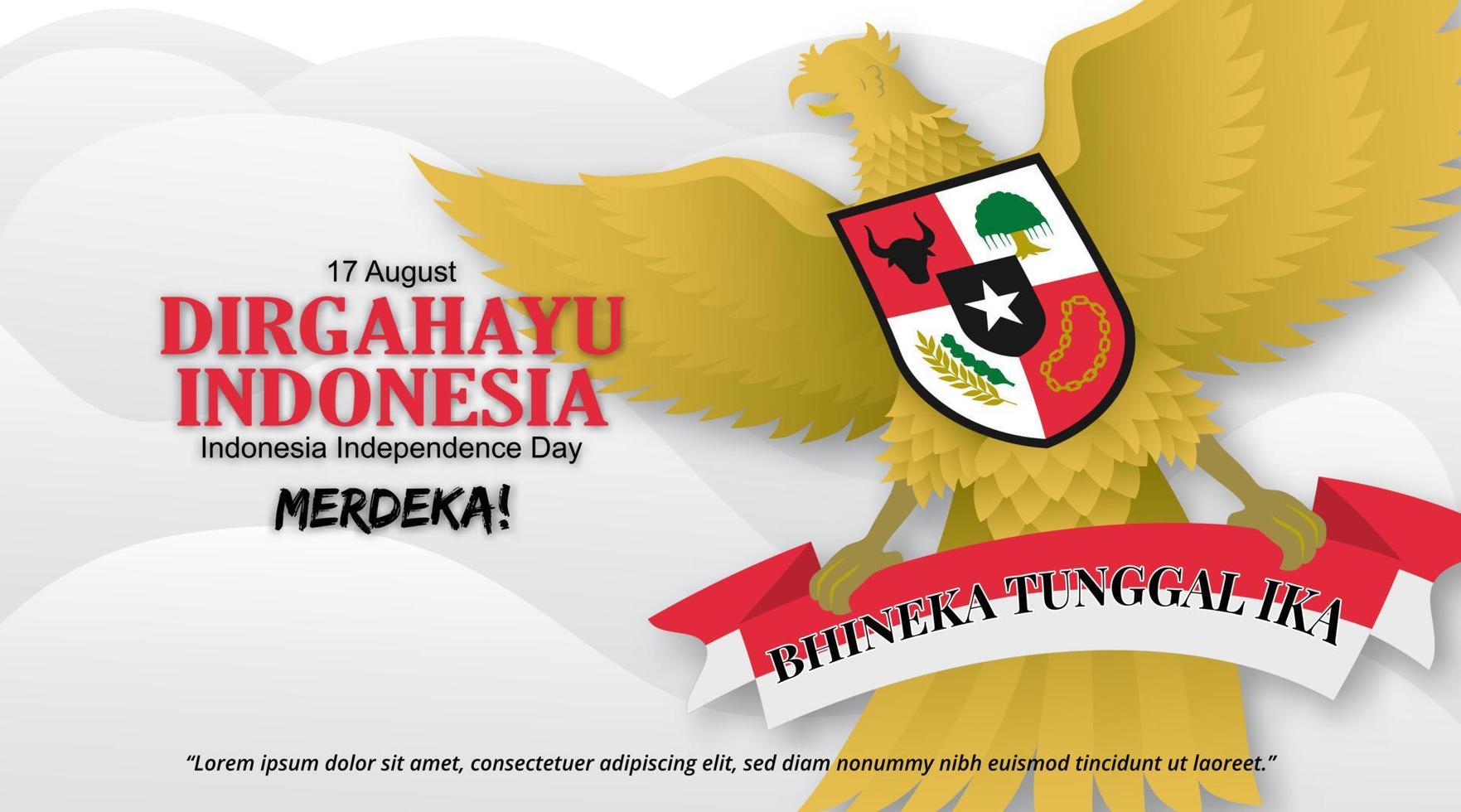 fundo do dia da independência da indonésia com a garuda pancasila voadora no céu vetor