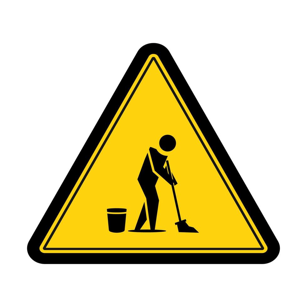 aviso não entre em sinal de limpeza em andamento e ilustração em vetor de design gráfico de símbolo