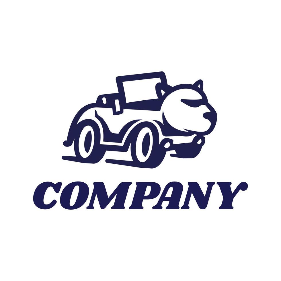 combinação de logotipo de urso e carro vetor