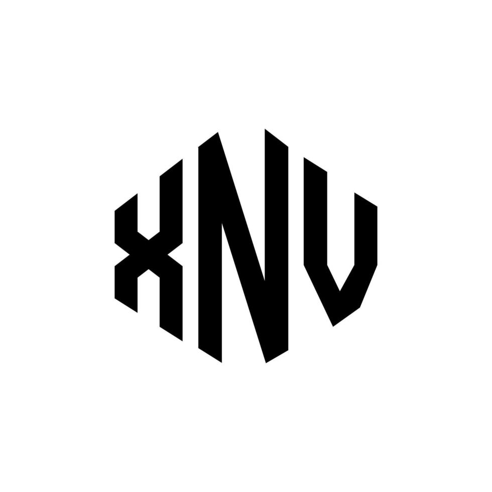 design de logotipo de carta xnv com forma de polígono. polígono xnv e design de logotipo em forma de cubo. xnv modelo de logotipo de vetor hexágono cores brancas e pretas. xnv monograma, logotipo de negócios e imóveis.