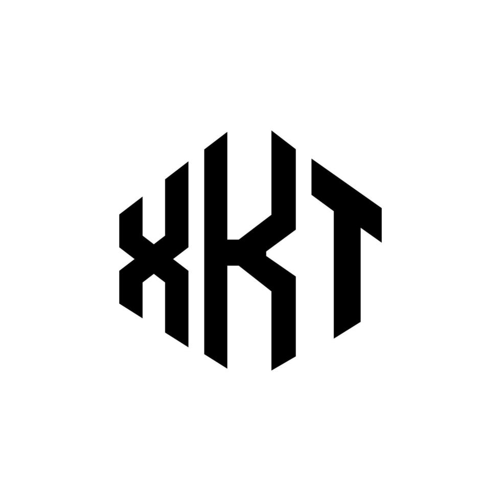design de logotipo de letra xkt com forma de polígono. polígono xkt e design de logotipo em forma de cubo. modelo de logotipo de vetor xkt hexágono cores brancas e pretas. monograma xkt, logotipo de negócios e imóveis.