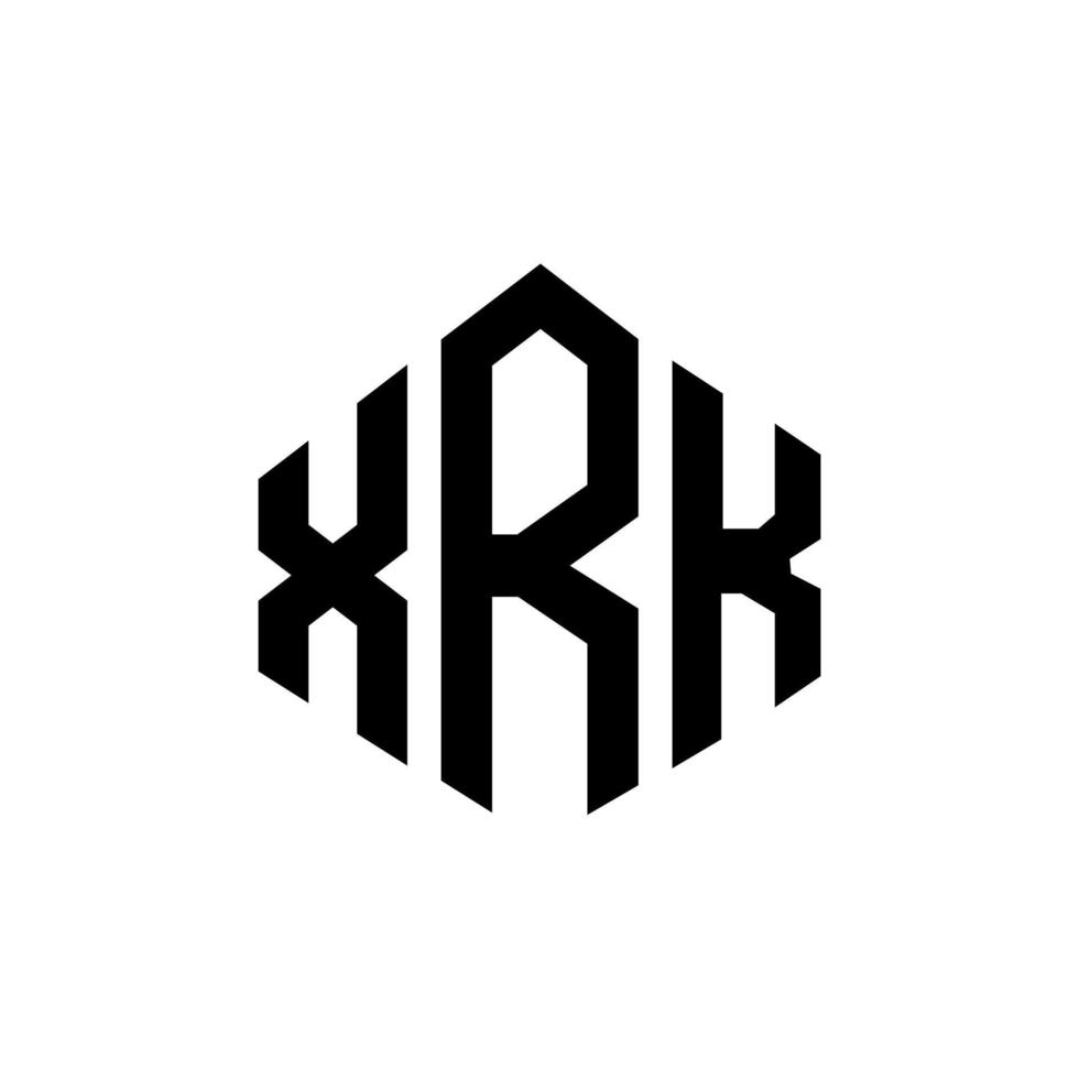 design de logotipo de letra xrk com forma de polígono. polígono xrk e design de logotipo em forma de cubo. xrk hexágono modelo de logotipo de vetor cores brancas e pretas. monograma xrk, logotipo de negócios e imóveis.