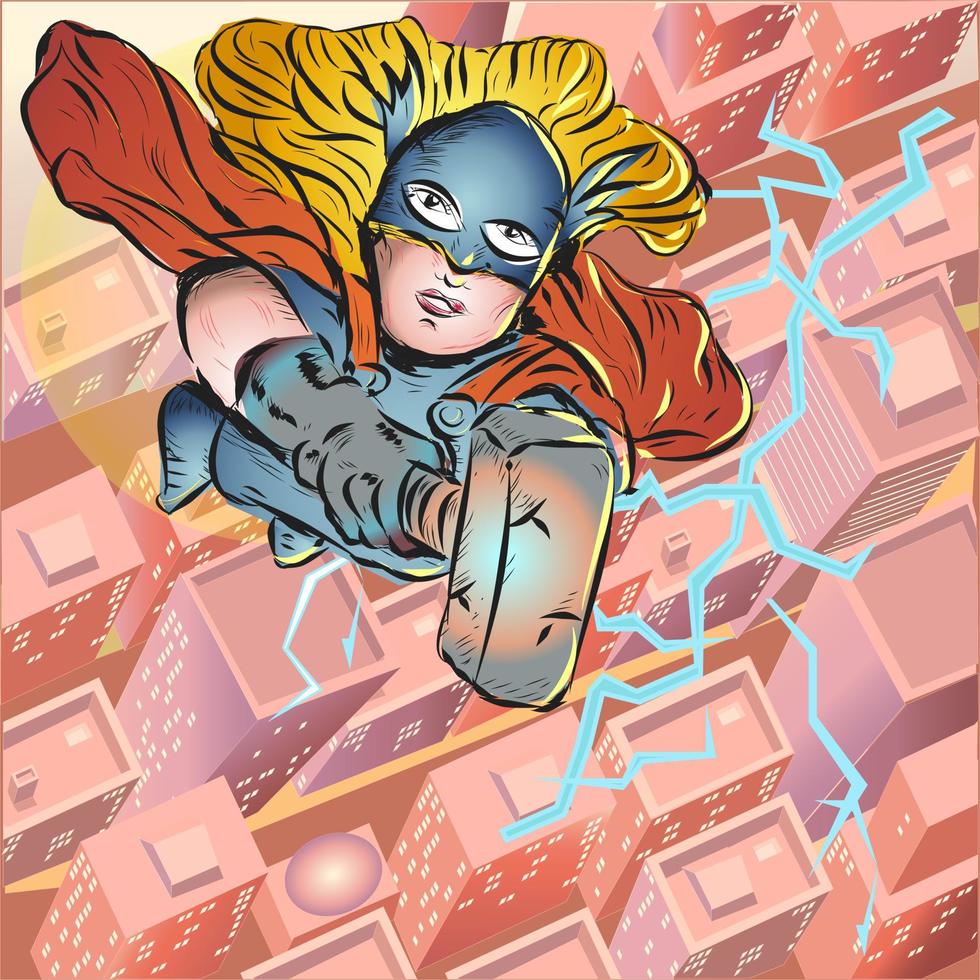 super-heroína voadora vetor