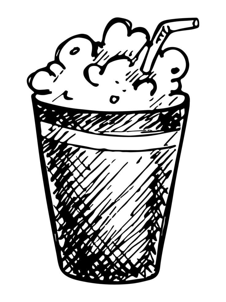 ilustração de milk-shake fofo. clipart de copo simples. rabisco de bebida bonita vetor