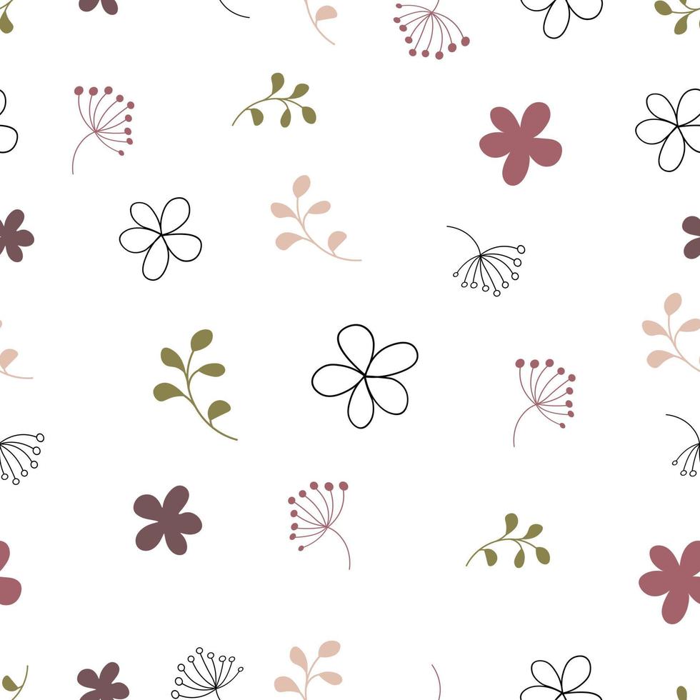 flores abstratas e folhas padrão sem emenda. fundo para papéis de parede, têxteis, papéis, tecidos, páginas da web. ornamento floral, estilo vintage. vetor