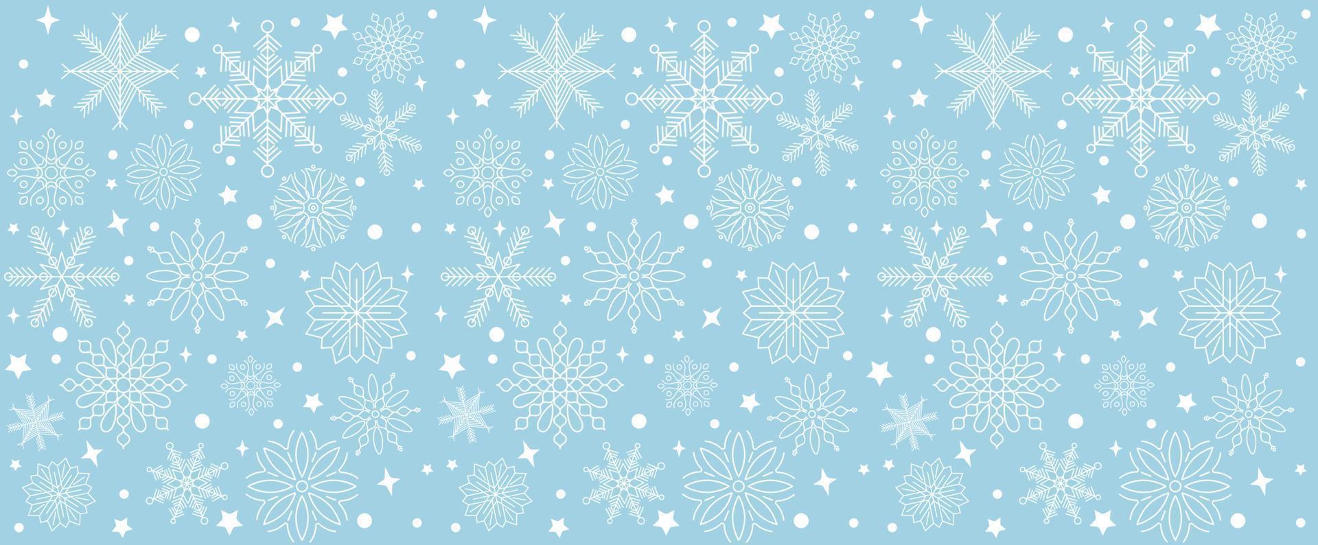 padrão de floco de neve sem costura. neve branca sobre fundo azul. ilustração vetorial vetor