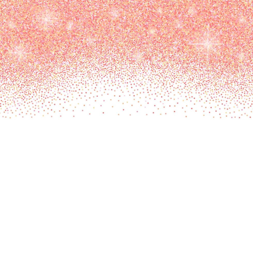 fundo branco com brilhos de glitter ouro rosa ou confete e espaço para texto. vetor