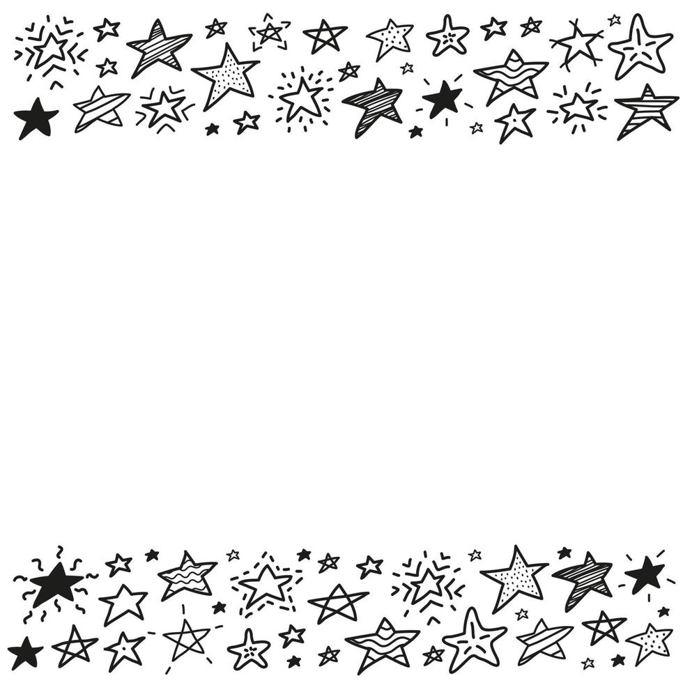 cartaz com estrelas de doodle de contorno e espaço para texto. vetor