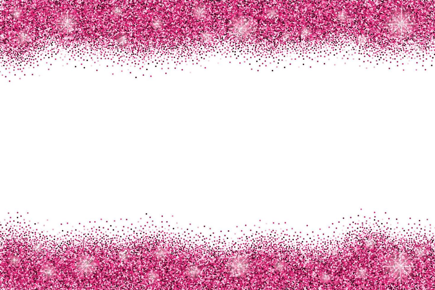 fundo horizontal branco com brilhos de glitter rosa ou confete e espaço para texto. vetor
