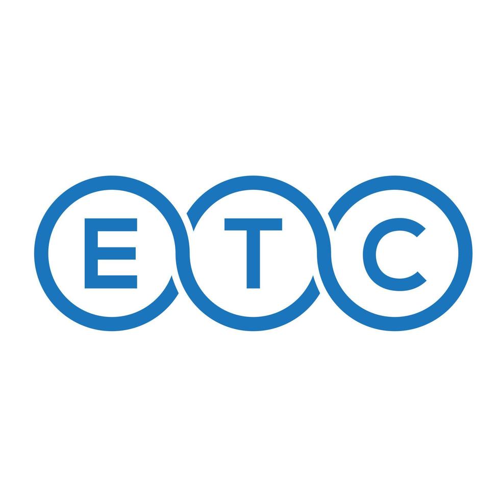 etc design de logotipo de carta em fundo preto. etc conceito de logotipo de letra de iniciais criativas. etc design de letras. vetor