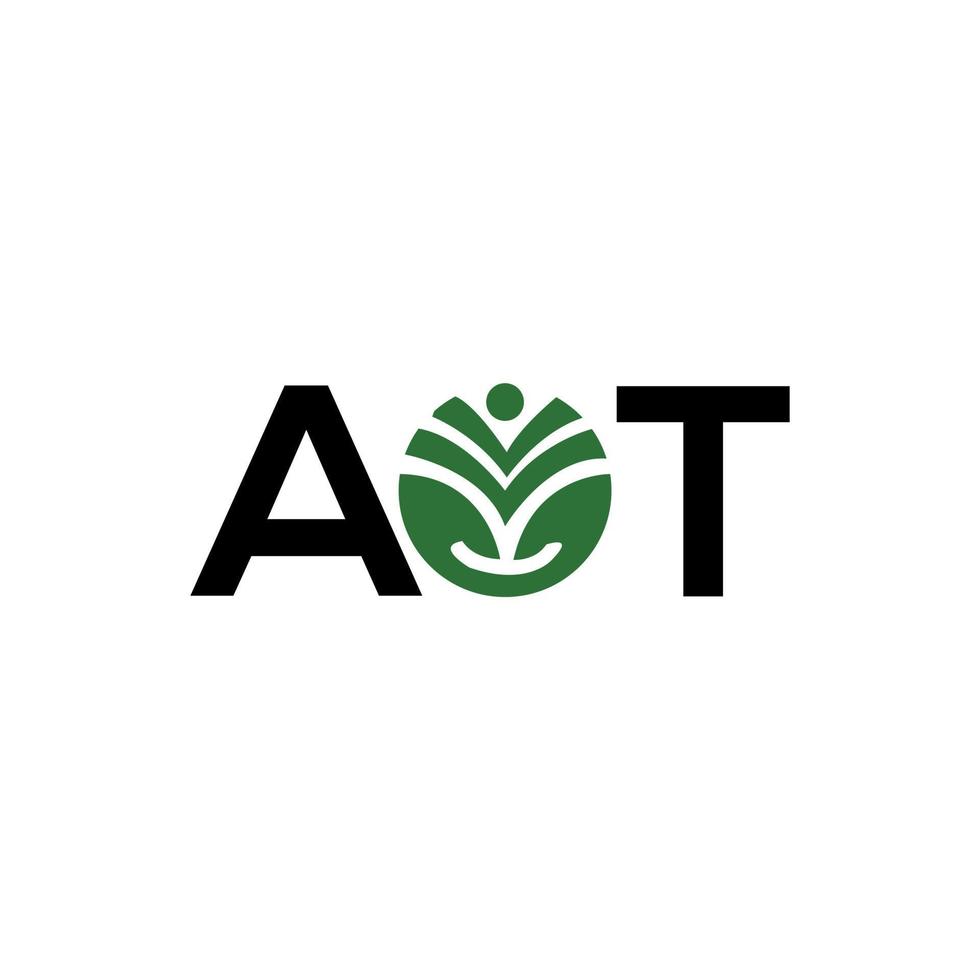 design de logotipo de carta aot em fundo branco. aot conceito de logotipo de letra de iniciais criativas. aot design de letras. vetor