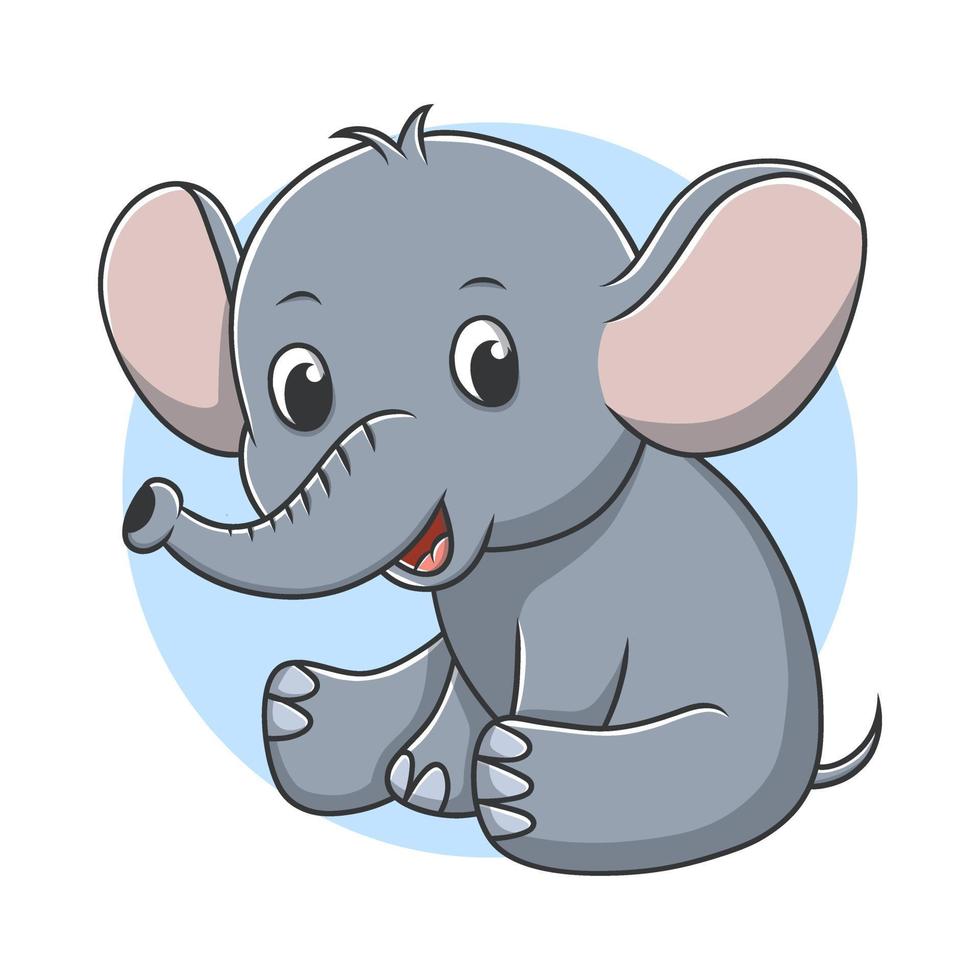 ilustração dos desenhos animados de ícone de elefante. ilustração vetorial de mascote de safári de pequeno mamífero vetor