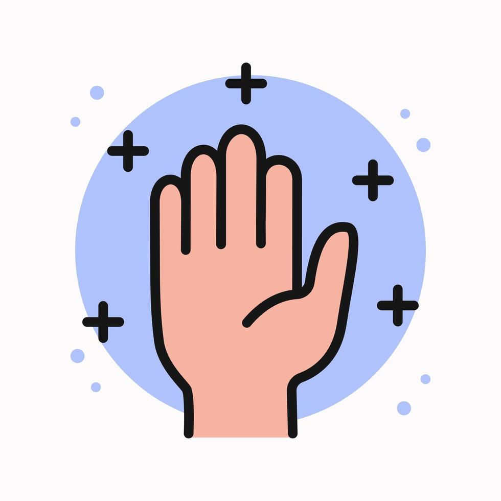 linha cheia de ícone de mão limpa. logotipo dos desenhos animados de gesto de mão. ilustração de símbolo vetorial de design de proteção contra vírus de higiene vetor