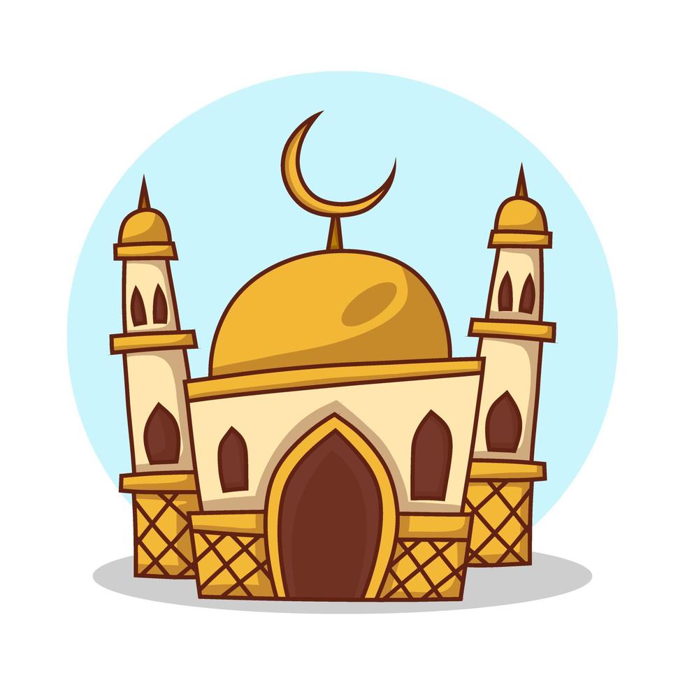 desenho de desenho de construção de mesquita. ilustração em vetor de mascote de celebração do Ramadã. ilustração islâmica eid mubarak