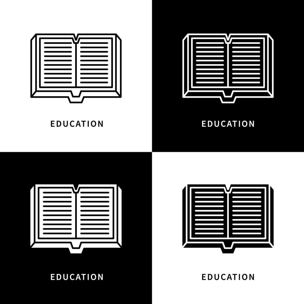 livro é o logotipo do ícone do símbolo de educação. ler um livro obter ilustração de símbolo vetorial de conhecimento vetor