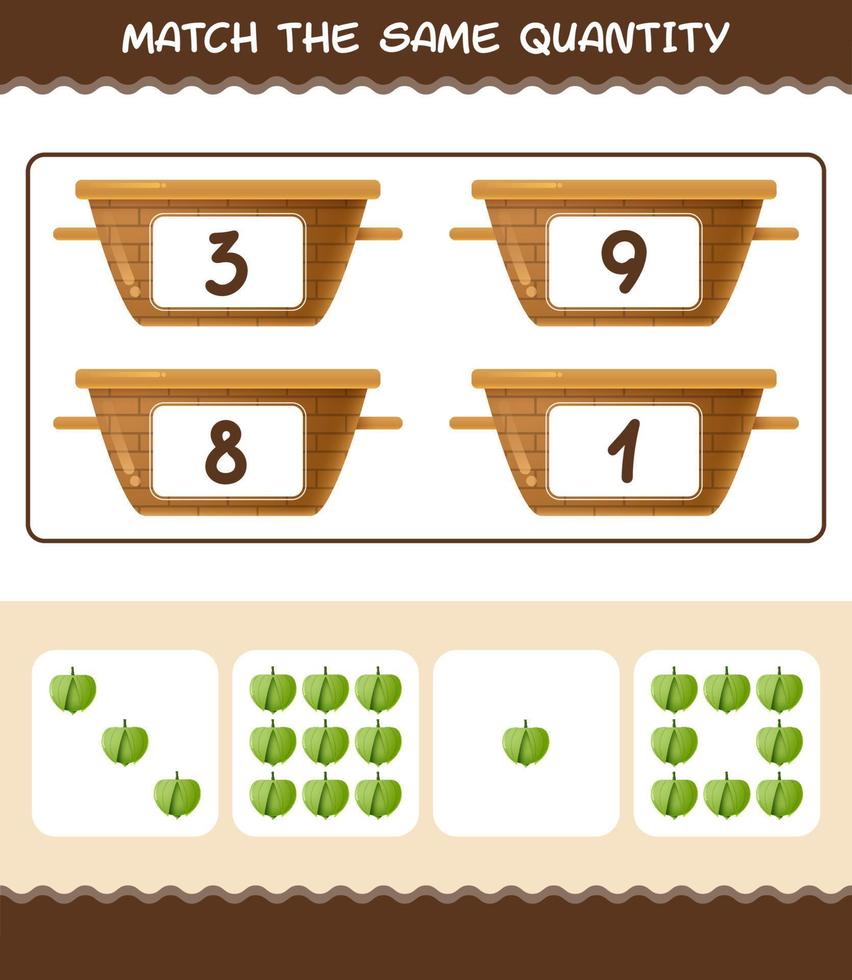 igualar a mesma quantidade de tomatillo. jogo de contagem. jogo educativo para crianças e bebês da pré-escola vetor