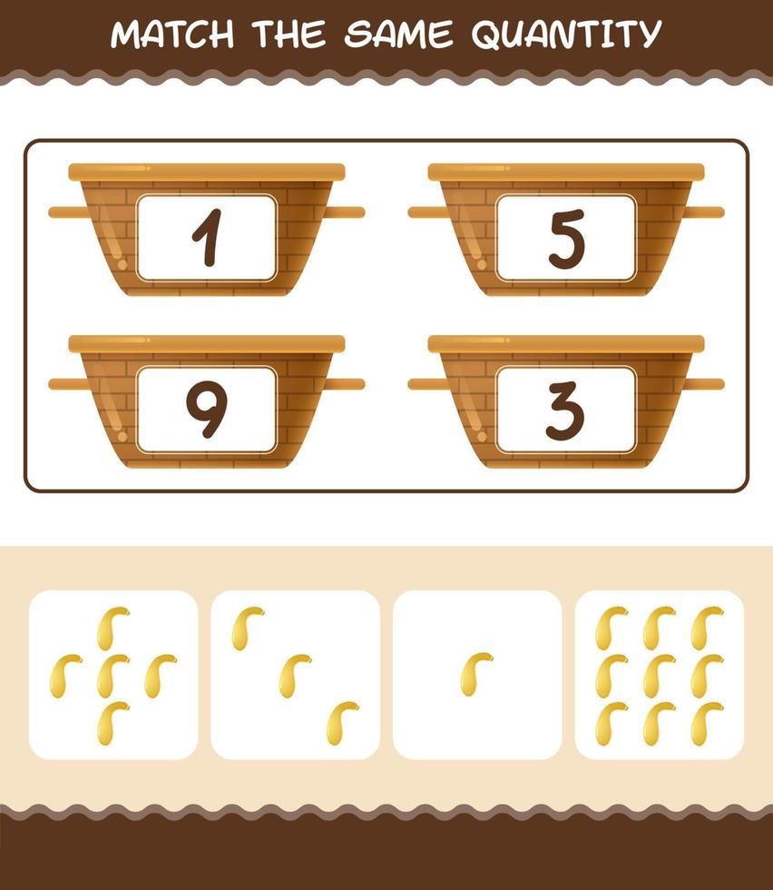 combinar a mesma quantidade de abóbora tortinha. jogo de contagem. jogo educativo para crianças e bebês da pré-escola vetor