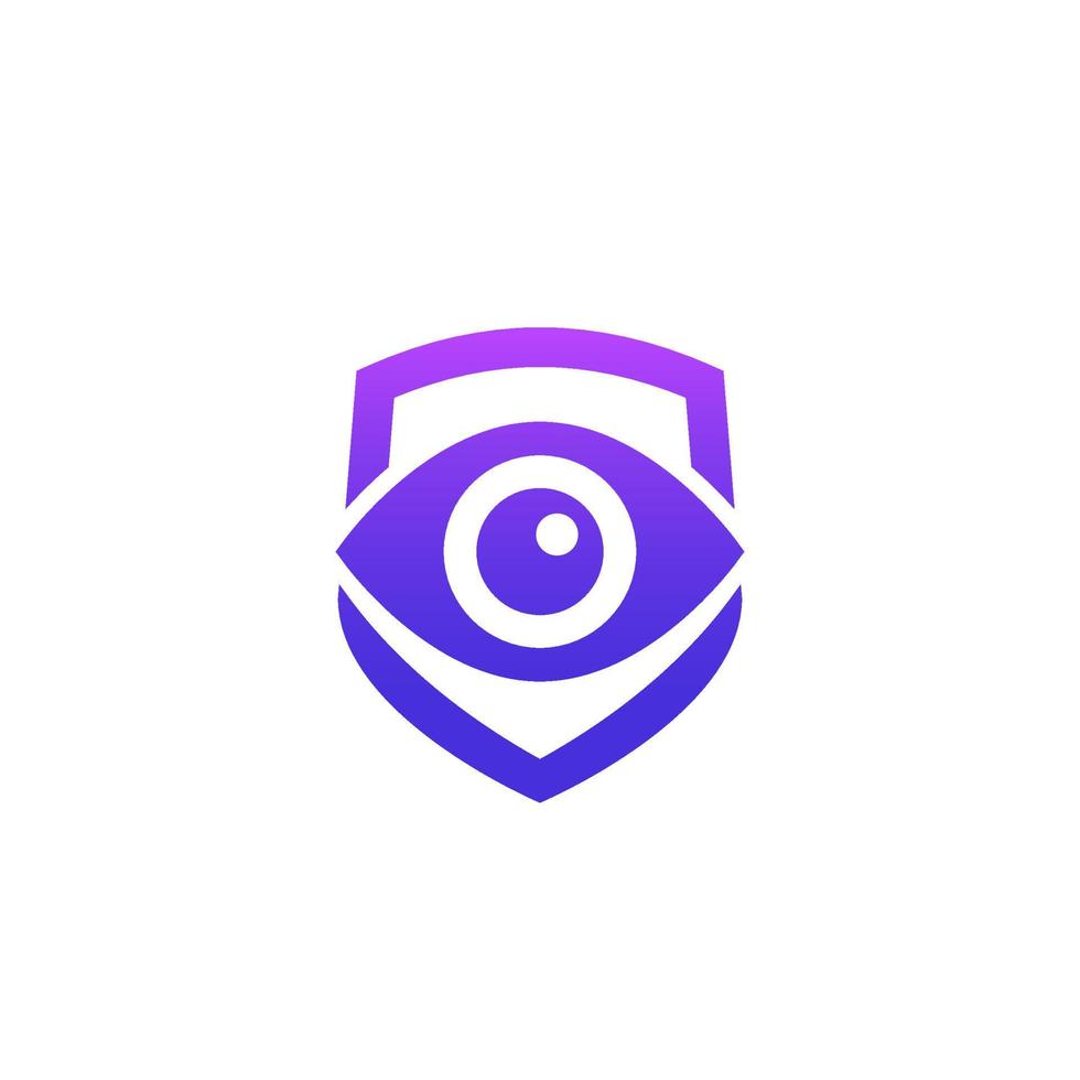 olho e design de logotipo de vetor de escudo