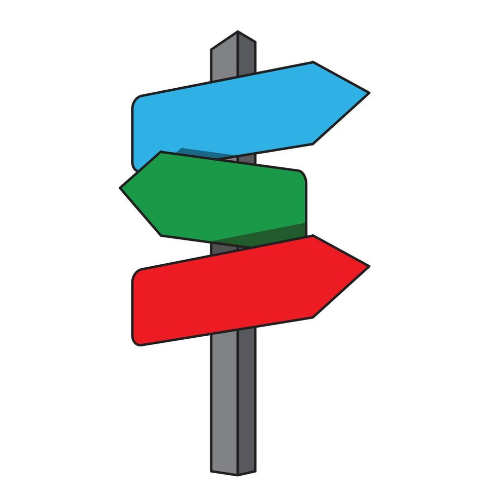 design de vetor de símbolo de sinal de direção de placa de seta