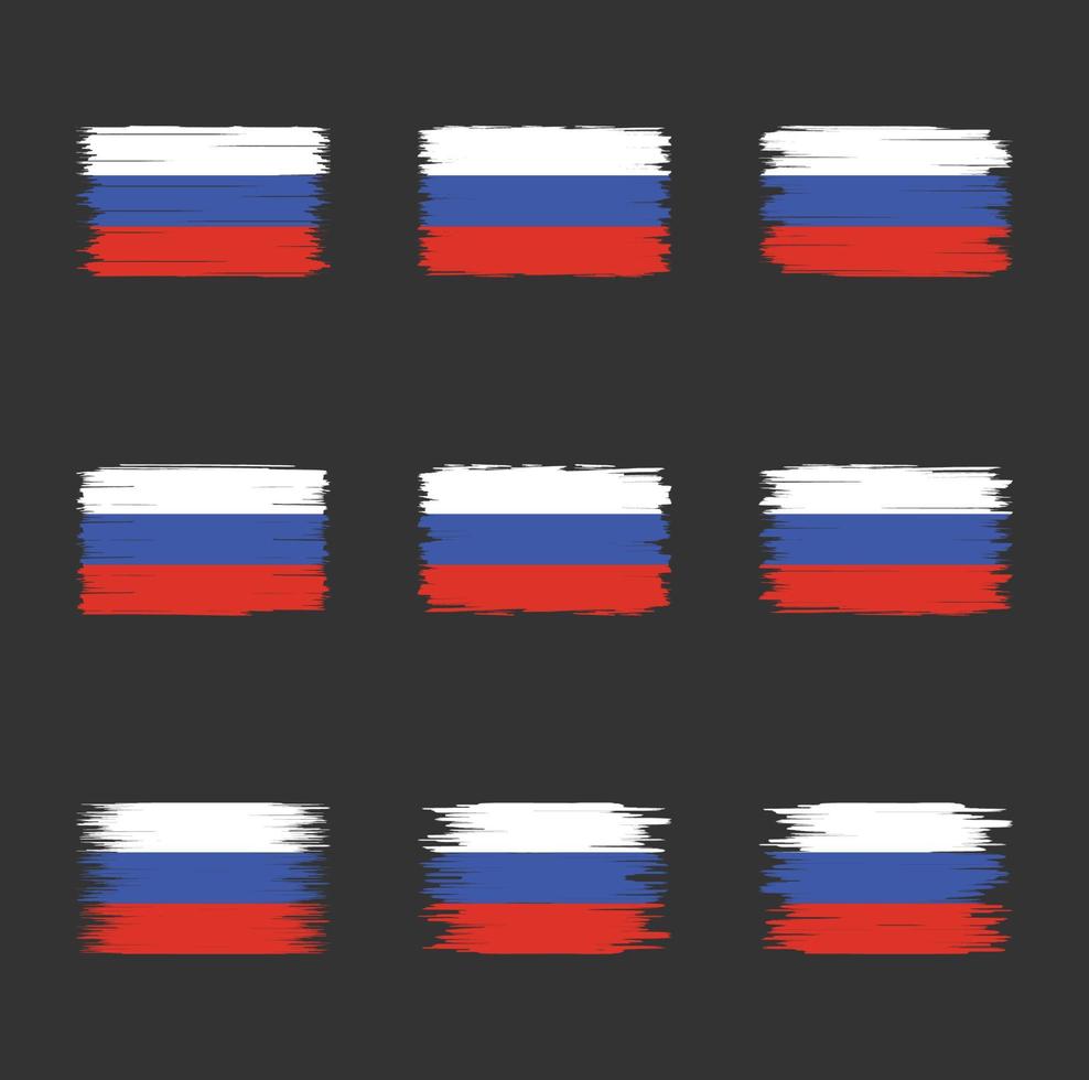 coleção de escova de bandeira da rússia vetor