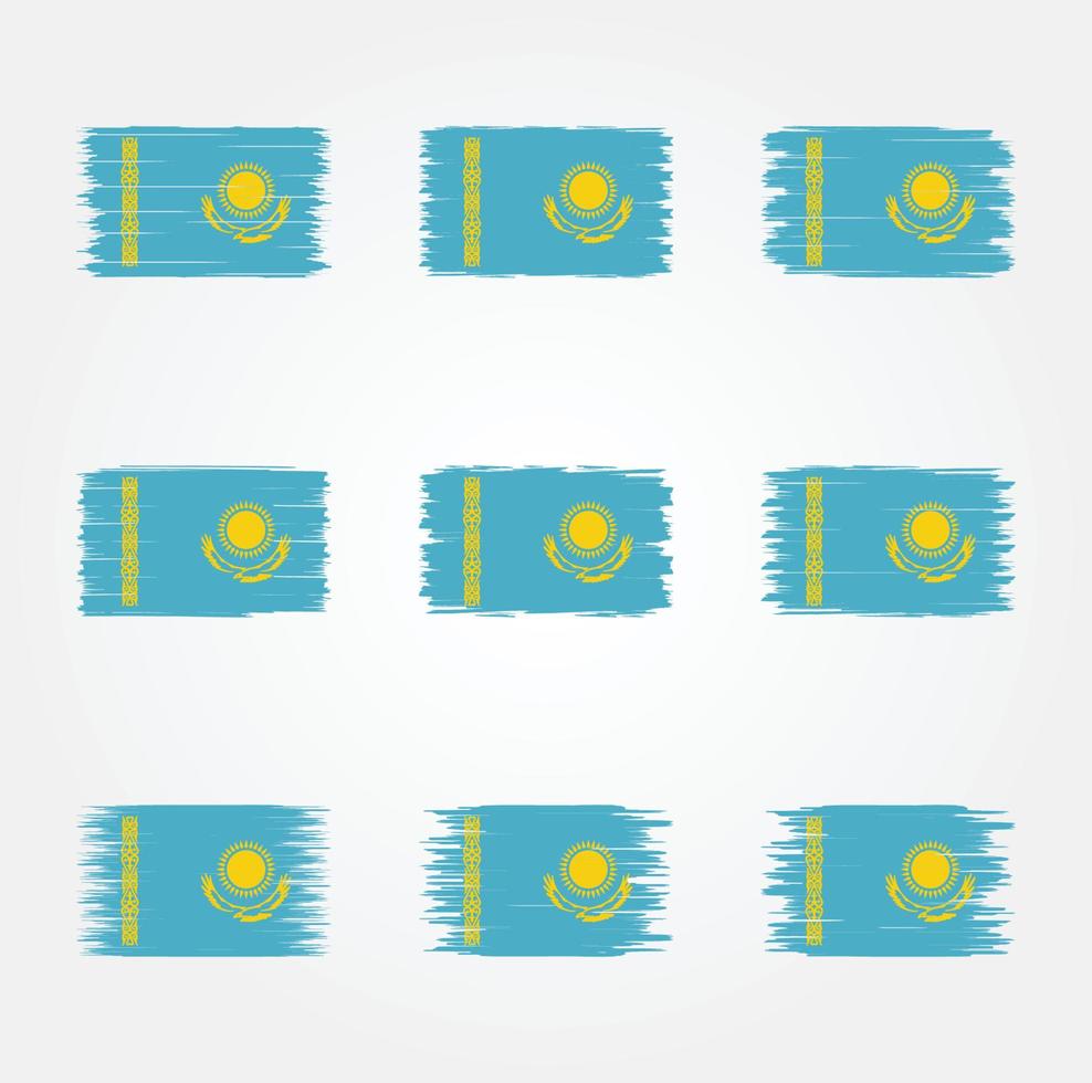 pincel de bandeira do cazaquistão. bandeira nacional vetor