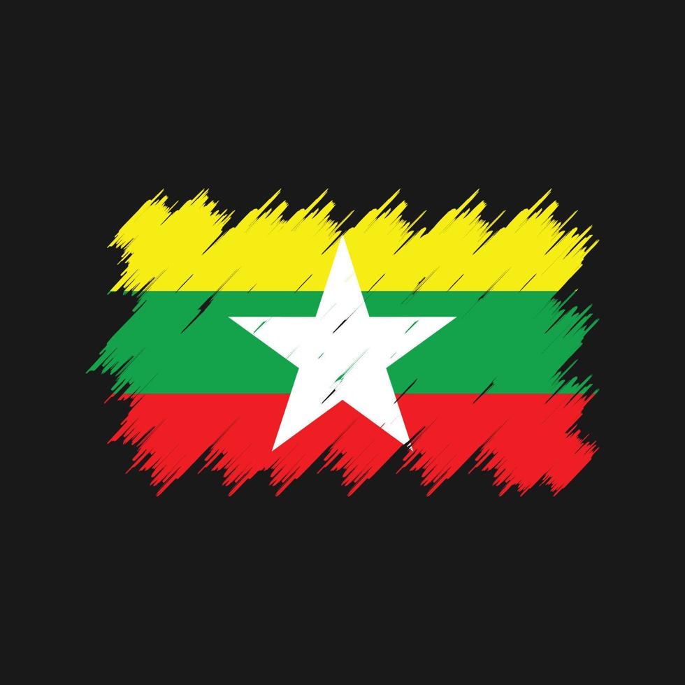 pincel de bandeira de mianmar. bandeira nacional vetor