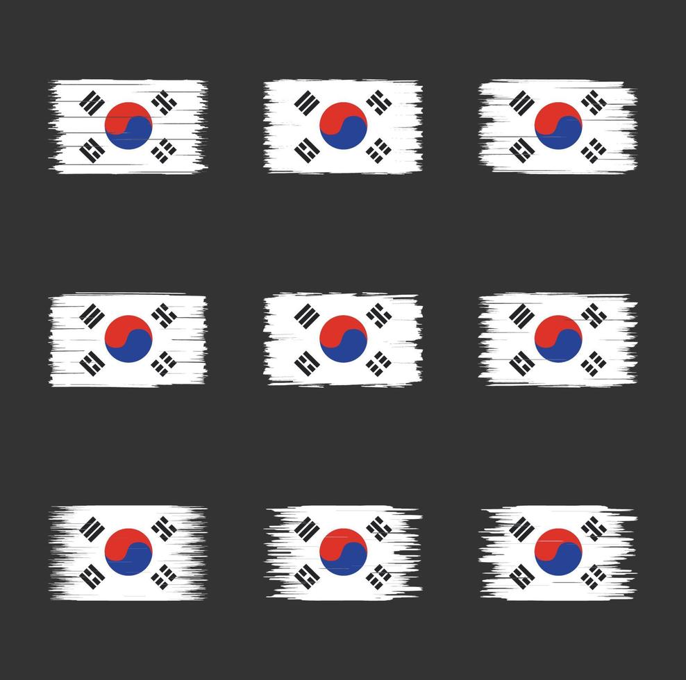 coleção de pincéis de bandeira da coreia do sul vetor