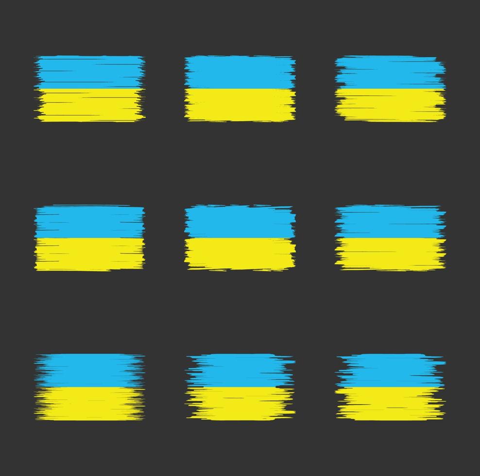 coleção de escova de bandeira da ucrânia vetor