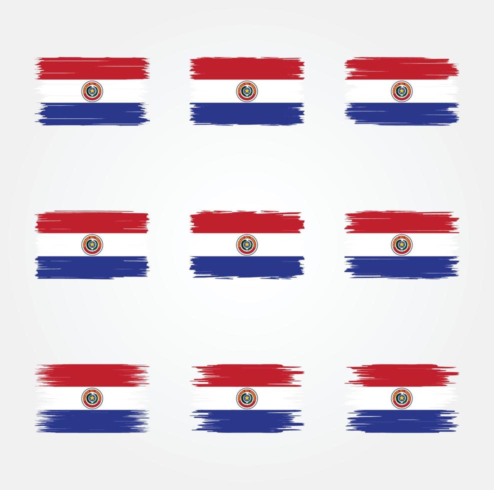 coleção de pincéis de bandeira do paraguai vetor