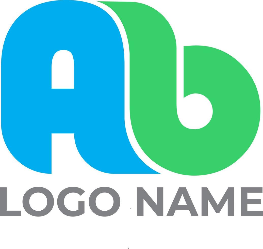 ab design de logotipo em negrito com cores azuis e verdes vetor