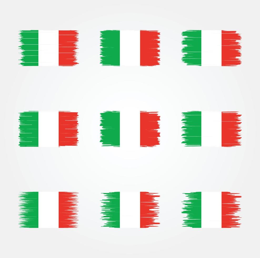 coleção de pincéis de bandeira da itália vetor