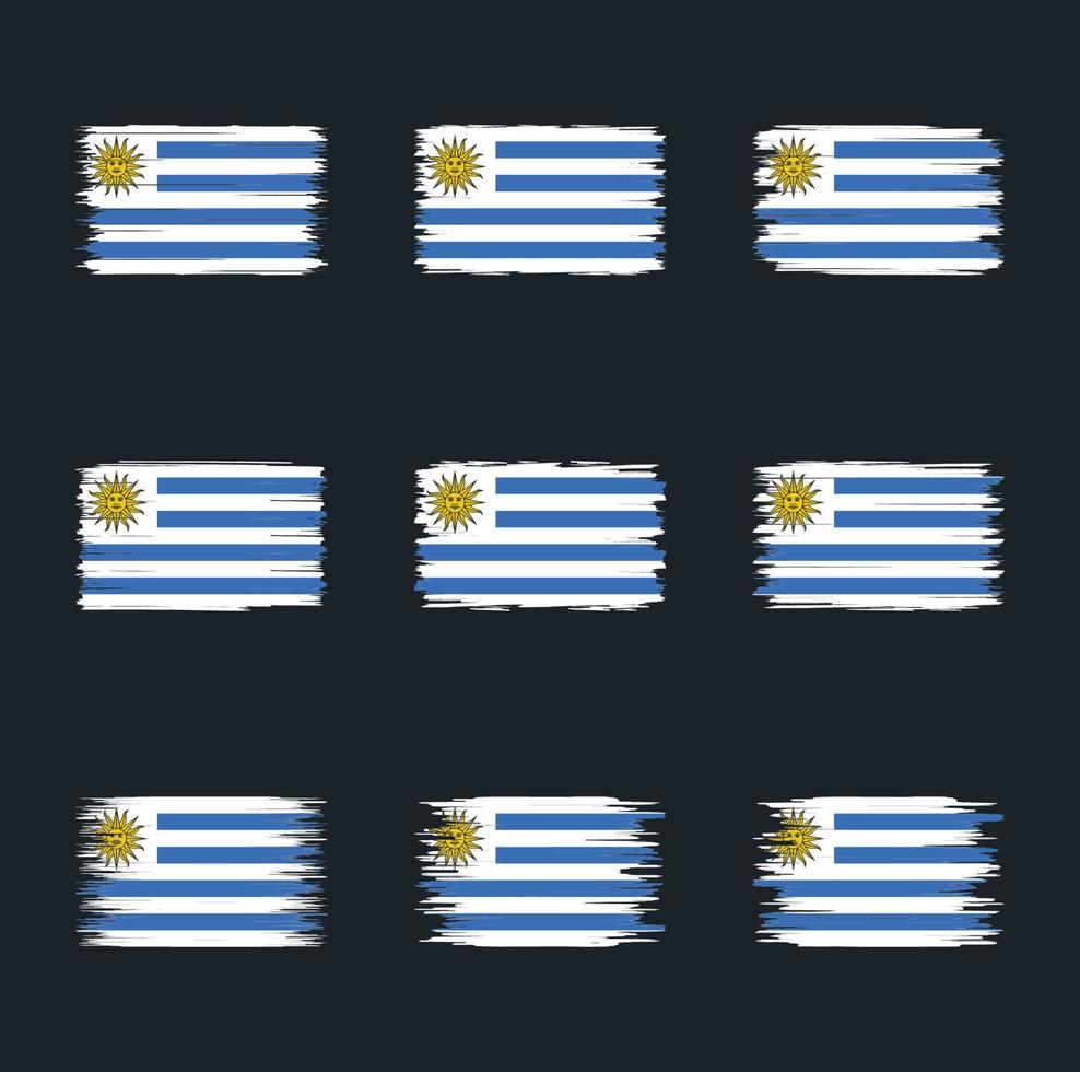 coleção de pincéis de bandeira do uruguai vetor