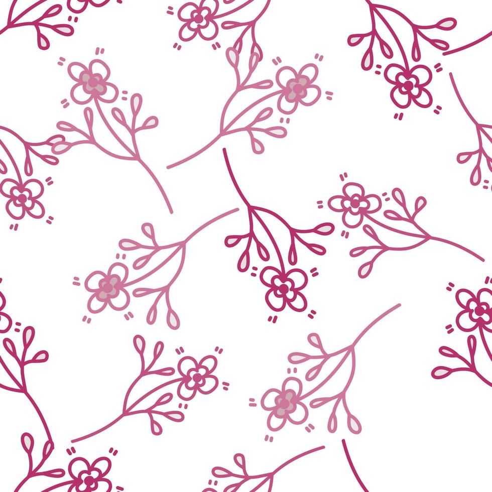 padrão sem emenda de mão desenhada flor vintage. papel de parede floral simples. vetor