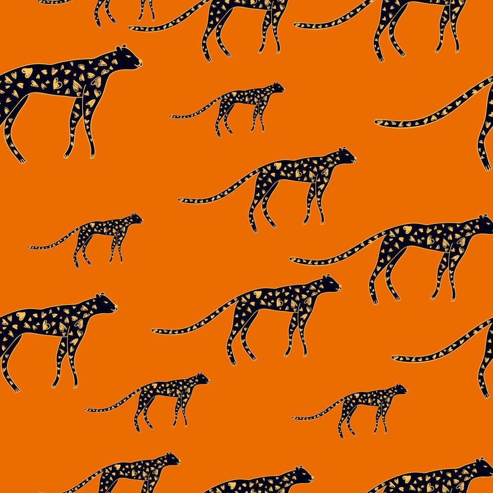mão desenhada padrão sem emenda de leopardo bonito. doodle cheetah papel de parede sem fim. vetor