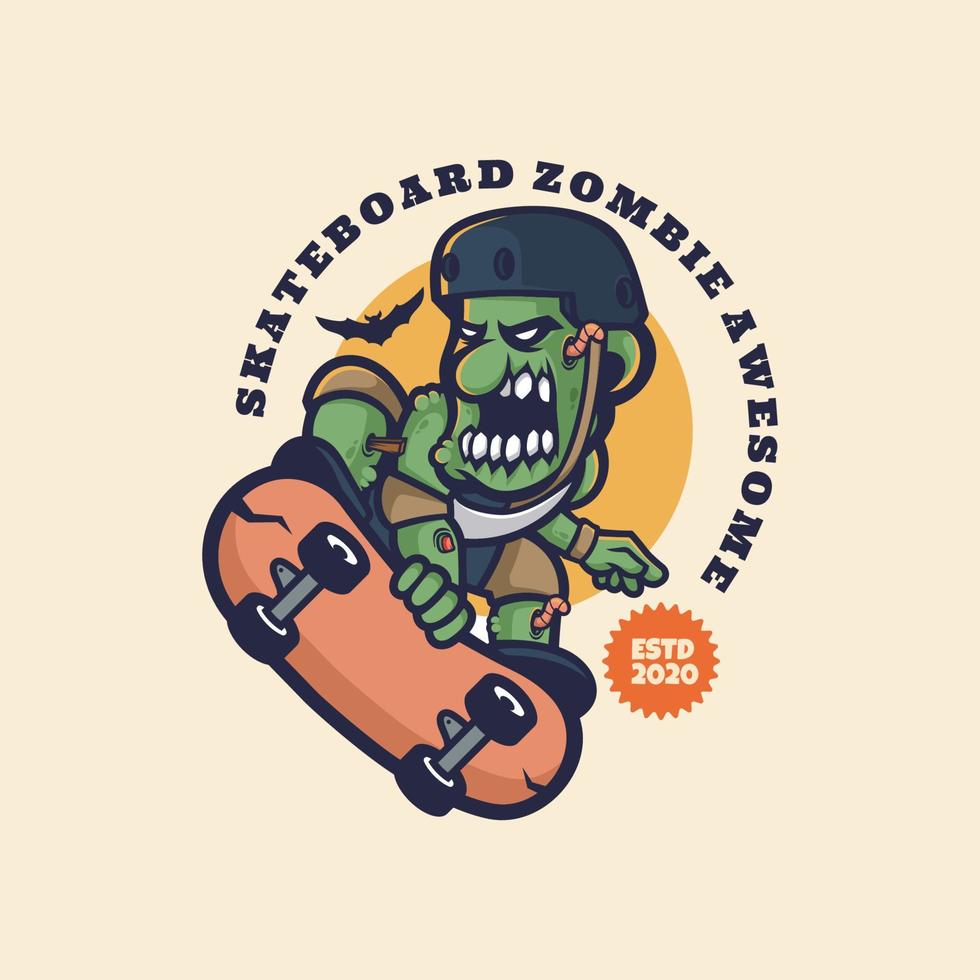 gráfico de ilustração vetorial de zumbi de skate, bom para design de logotipo vetor