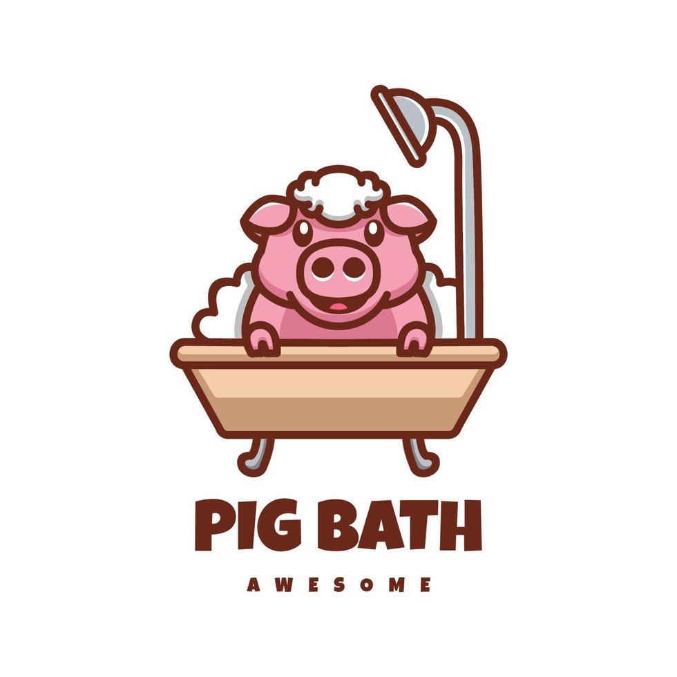 gráfico de ilustração vetorial de banho de porco, bom para design de logotipo vetor