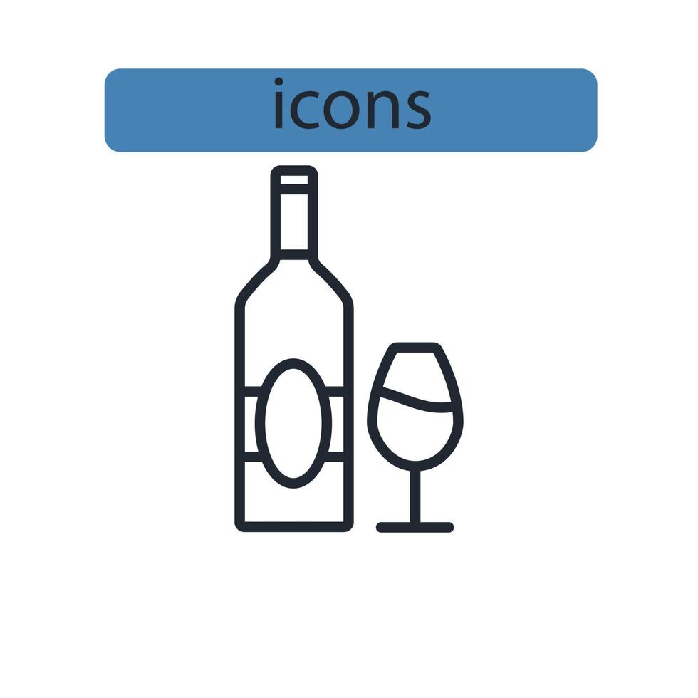 ícones de garrafa de vinho simbolizam elementos vetoriais para infográfico web vetor
