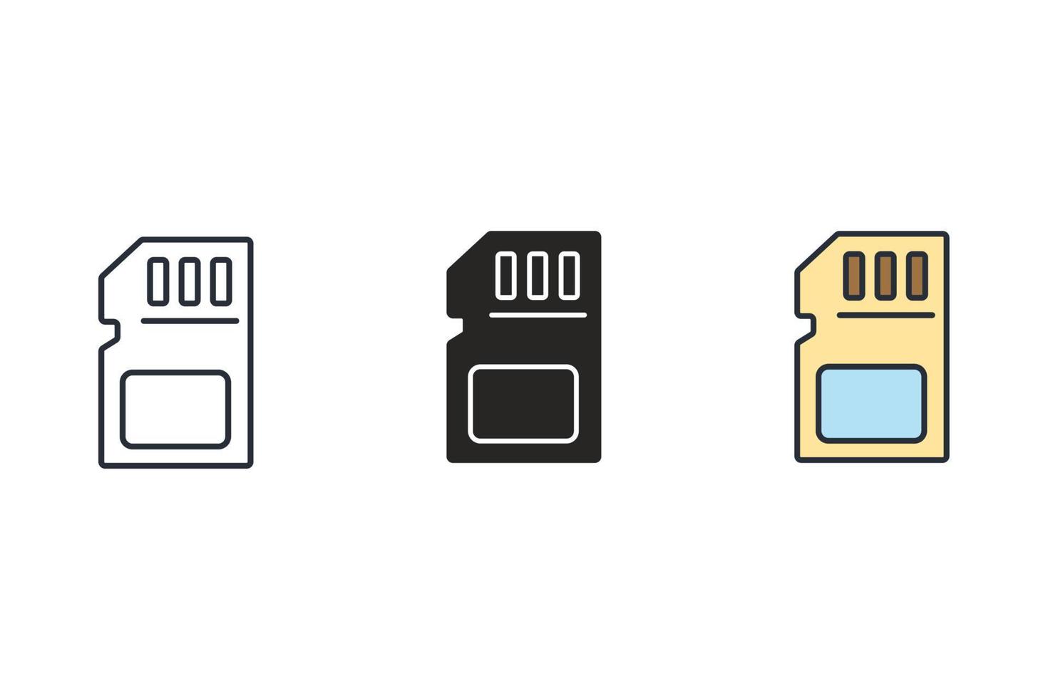 ícones de cartão de memória símbolo elementos vetoriais para web infográfico vetor