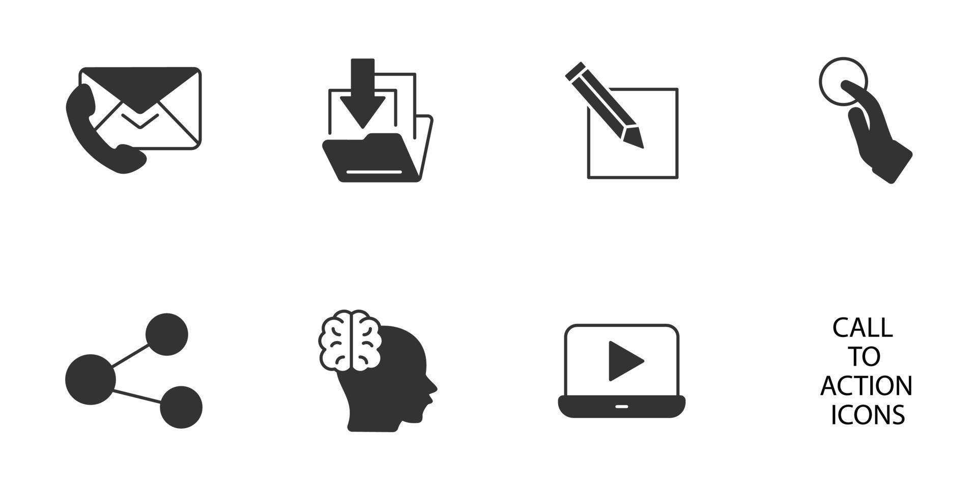 conjunto de ícones de chamada para ação. elementos de vetor de símbolo de pacote de chamada para ação para web infográfico