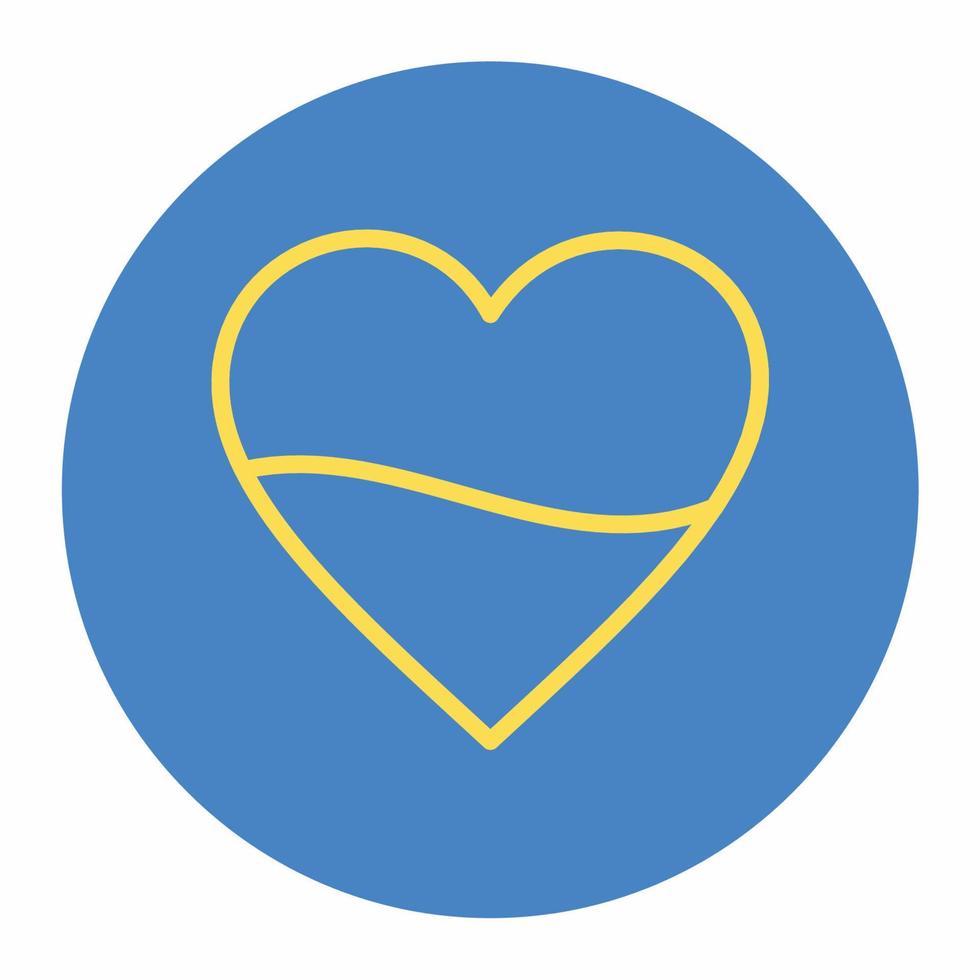 bandeira da ucrânia em estilo de ícone de forma de coração azul vetor