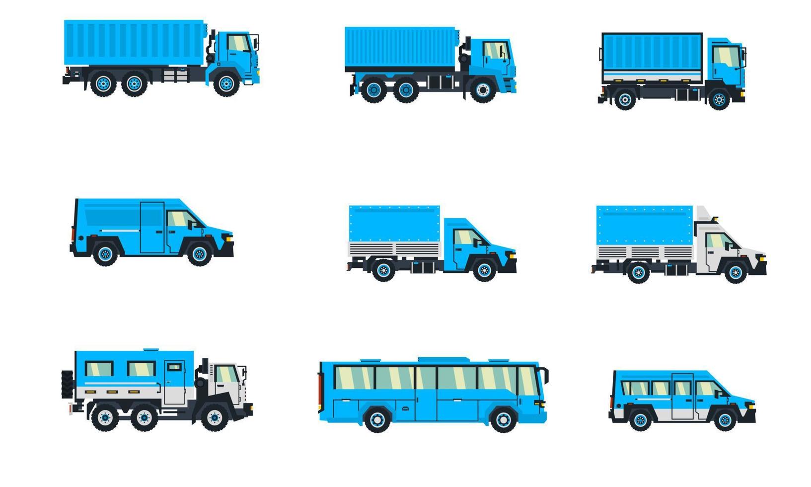 uma coleção de transporte público na forma de vetor