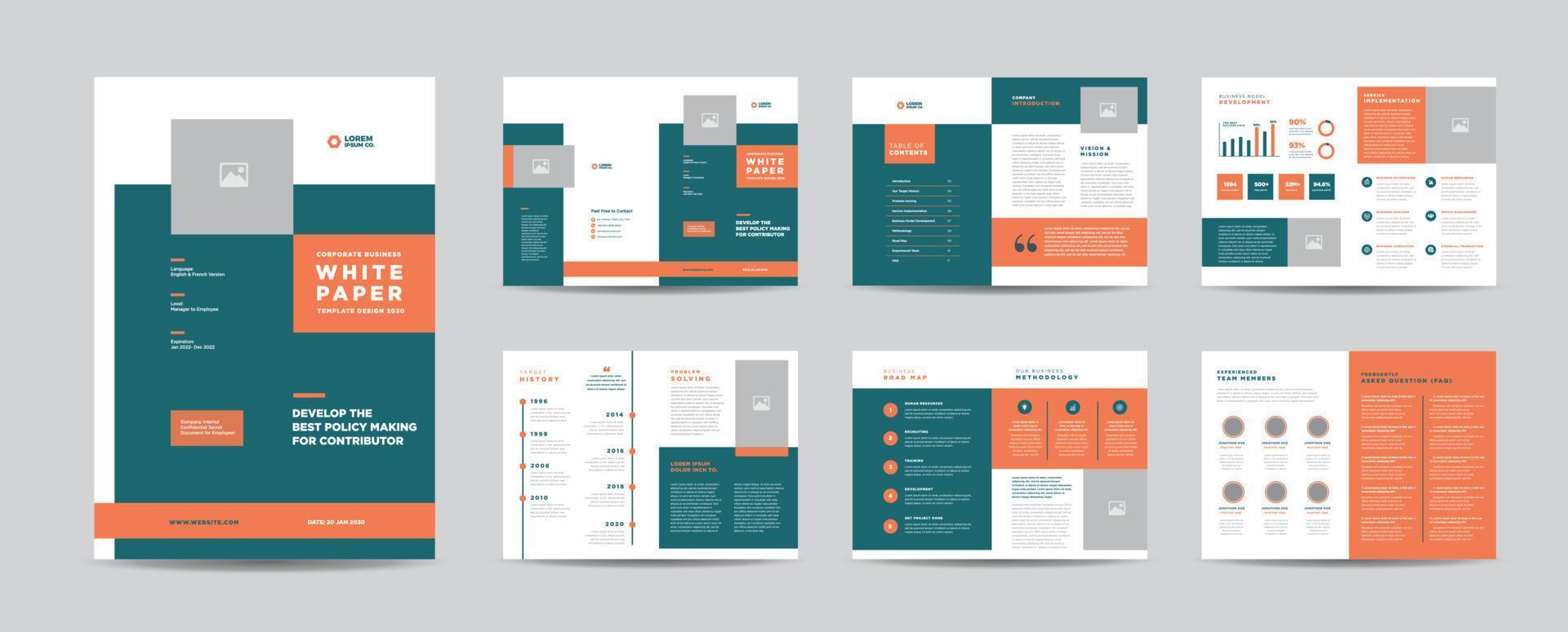 white paper de negócios e design de documento interno da empresa ou design de brochura vetor