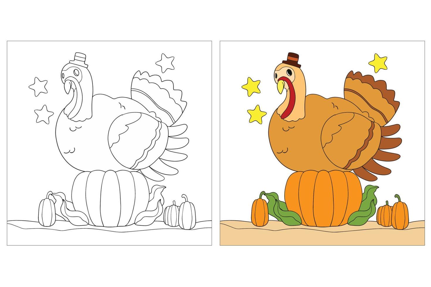 páginas para colorir de ação de graças desenhadas à mão para crianças 1 vetor