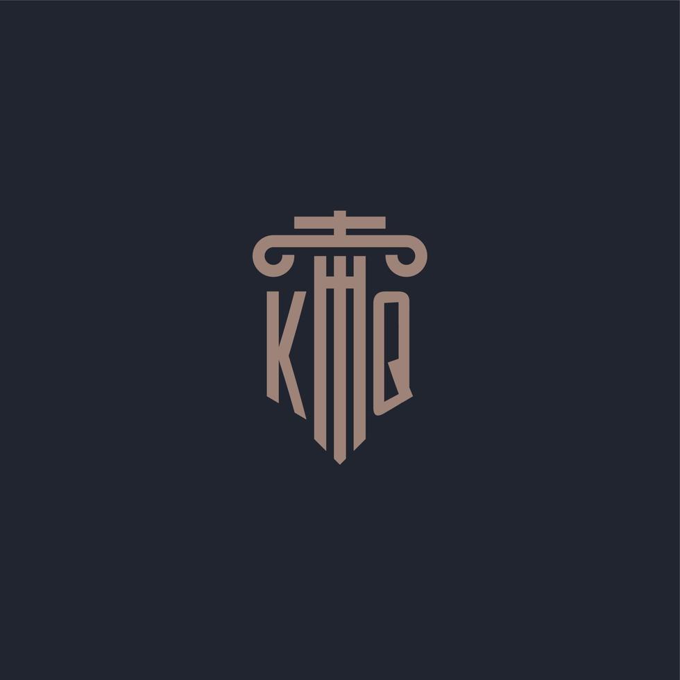 kq monograma de logotipo inicial com design de estilo pilar para escritório de advocacia e empresa de justiça vetor