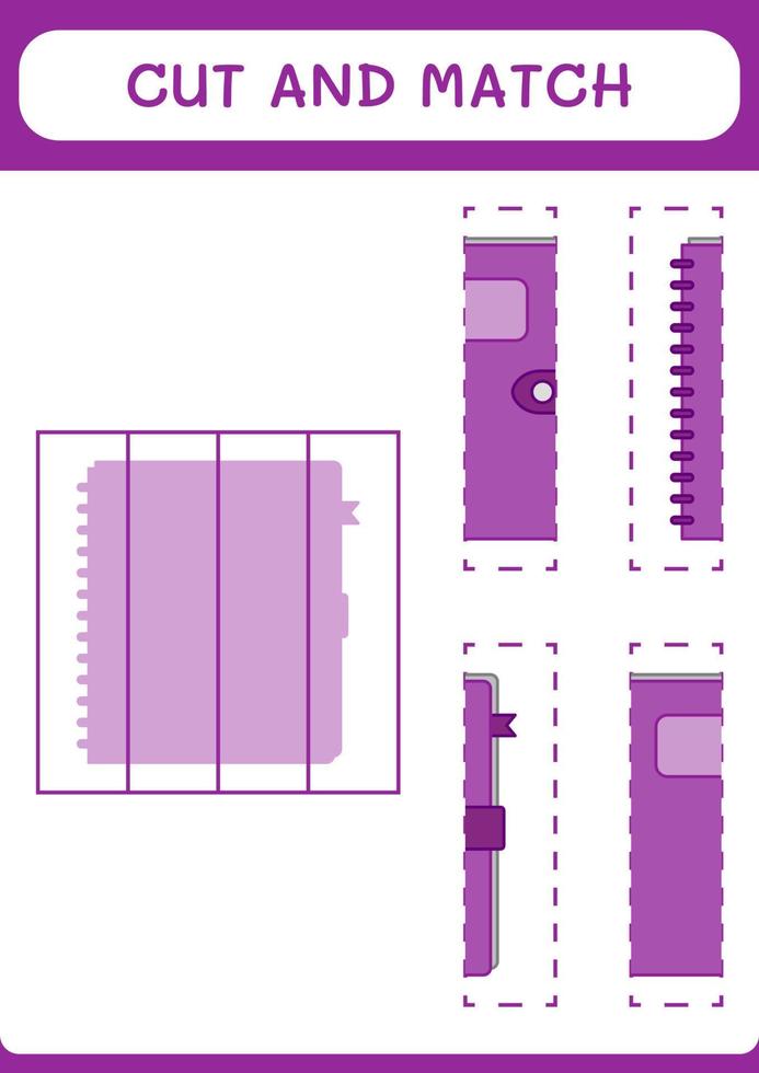 cortar e combinar partes do notebook, jogo para crianças. ilustração vetorial, planilha para impressão vetor