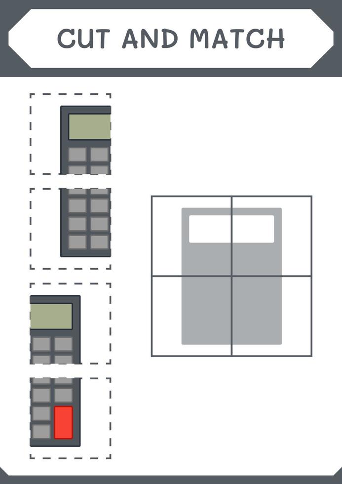 cortar e combinar partes da calculadora, jogo para crianças. ilustração vetorial, planilha para impressão vetor