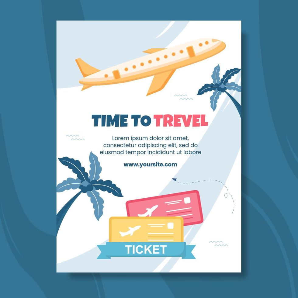 modelo de cartaz de agência de viagens ilustração em vetor plano de fundo dos desenhos animados